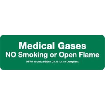Image for Sign Medical Gases No Smoking Or Open Flame 9X3" from HD Supply