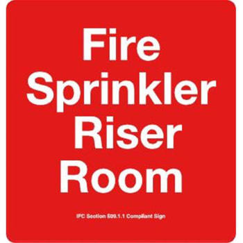 Sign Fire Sprinkler Riser Room 9x9-1/2"