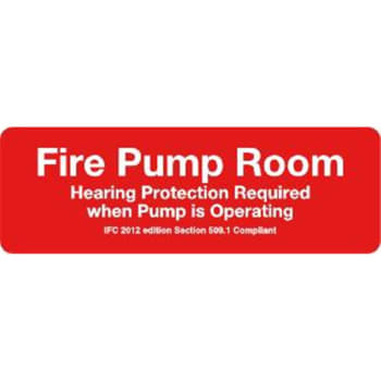 Image for Sign Fire Pump Room Hearing Protection Required When Pump Is Running 9X3" from HD Supply