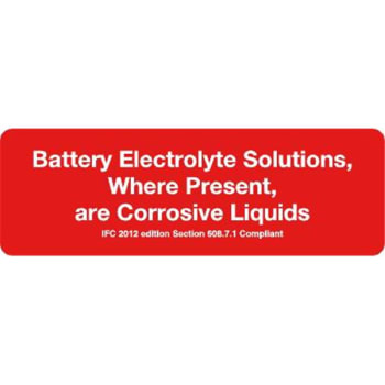 Image for Sign Battery Electrolyte Solutions Where Present Are Corrosive Liquids 9X3" from HD Supply