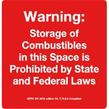 Image for Sign Warning Storage Of Combustibles In This Space Is Prohibited 12-1/4 X12-3/4" from HD Supply