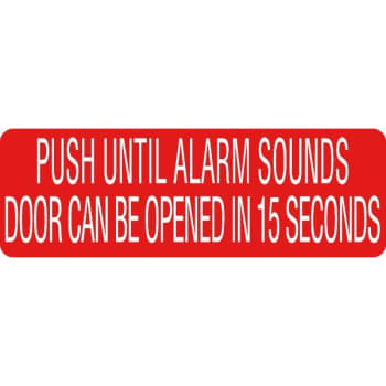 Image for Sign Open Door Push Bar Until Alarm Sounds 3X9" from HD Supply