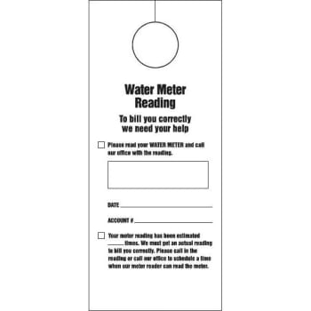 Image for Water Meter Reading Hang Tag English Package Of 100 from HD Supply