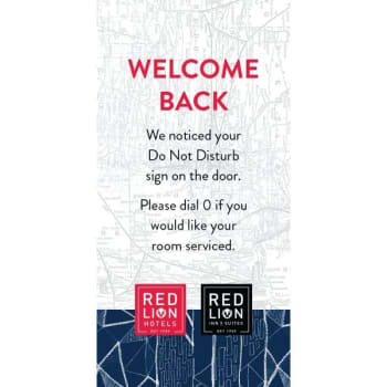 Red Lion Hotel/inn And Suites Welcome Back Cards, 2" X 4", Pack Of 50