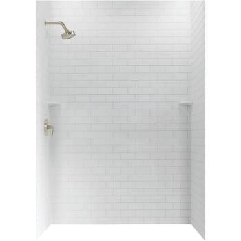 Swanstone 36D x 62W x 72H Subway Tile Shower Wall Kit - White