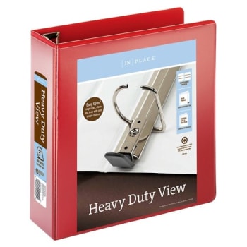 Office Depot® Heavy-Duty Easy Open Red D-Ring View Binder With 3 Inch Rings