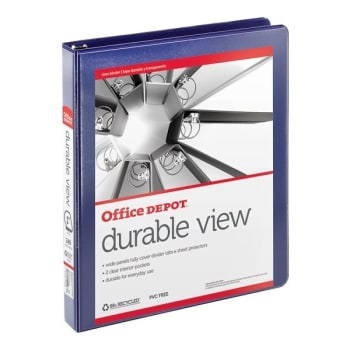 Office Depot® Blue Letter Size Durable D-Ring View Binder With 1 Inch Rings