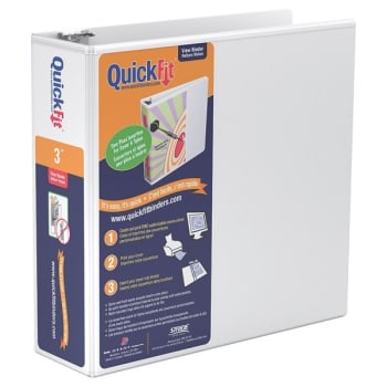 Stride® QuickFit White Angle D-Ring View Binder With 3" Rings