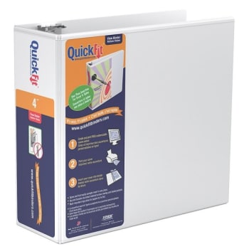 Stride® Quickfit White Angle D-Ring View Binder With 4" Rings