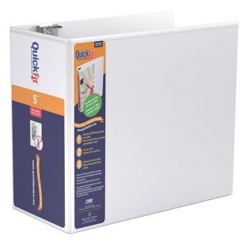 Stride® QuickFit White Angle D-Ring View Binder With 5" Rings