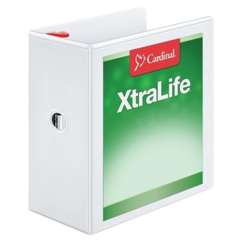 Cardinal® XtraLife Locking Slant-D White Ring Binder With 5 Inch Rings