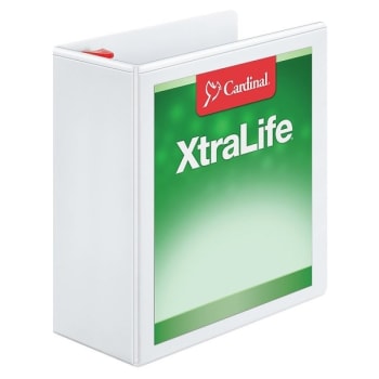 Cardinal® XtraLife Locking Slant-D White Ring Binder With 4 Inch Rings