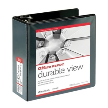 Office Depot® Black Durable View D-Ring Binder With 5 Inch Rings