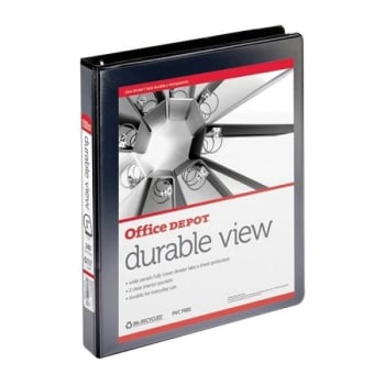 Office Depot® Black Durable View Slant-Ring Binder With 1 Inch Rings