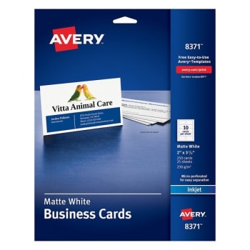 Image for Avery® White Matte Inkjet Microperforated Business Card 2x3-1/2 Inch Pack Of 250 from HD Supply