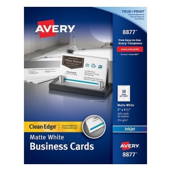 Image for Avery® White Matte Inkjet Microperforated Business Card 2x3-1/2 In Pack Of 400 from HD Supply