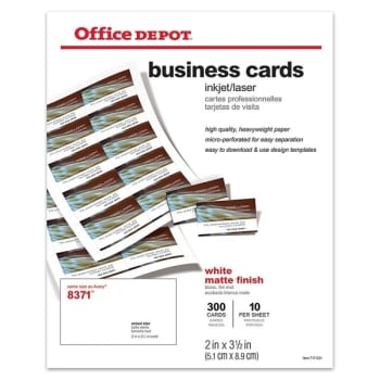 Image for Office Depot® White Matte Business Card 2 x 3-1/2Inch, Package Of 300 from HD Supply