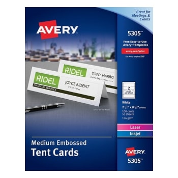 Image for Avery® White Embossed Inkjet/laser Tent Card 2-1/2 X 8-1/2inch, Package Of 100 from HD Supply