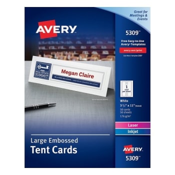 Image for Avery® White Inkjet/laser Tent Card 3-1/2 X 11inch, Package Of 50 from HD Supply