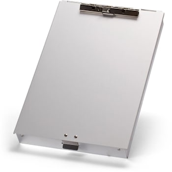 Officemate Silver Aluminum Clipboard with Storage Compartment, 8.5 x 12