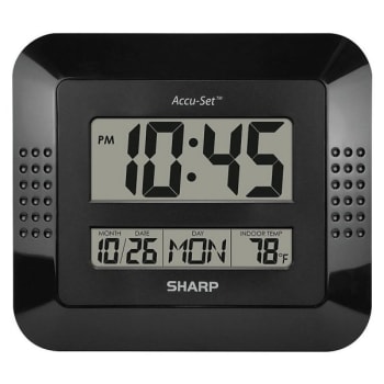 Sharp® Black Digital Auto Time Set Wall Clock