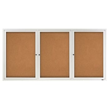 Quartet® Anodized Aluminum Frame 3-Door Enclosed Bulletin Board 36" x 72"
