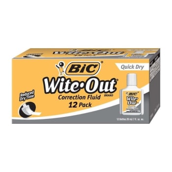 Image for Bic® Wite-Out® 20 Ml White Correction Fluid With Foam Applicator, Package Of 12 from HD Supply