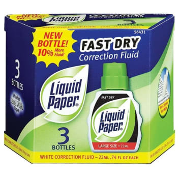 Image for Paper Mate® Liquid Paper 22 mL White Smooth Coverage Correction Fluid, Pack Of 3 from HD Supply