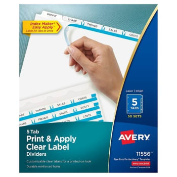 Image for Avery® Index Maker Clear Label Divider, Package Of 5 from HD Supply