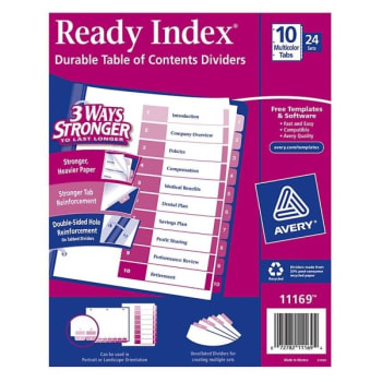 Image for Avery® Index 10-Tab Uncollated Divider, Package Of 24 from HD Supply