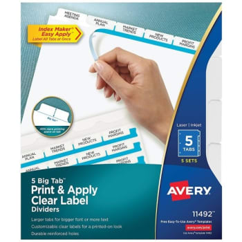 Image for Avery® Big Tab Clear Label Divider With Tabs, Package Of 5 from HD Supply