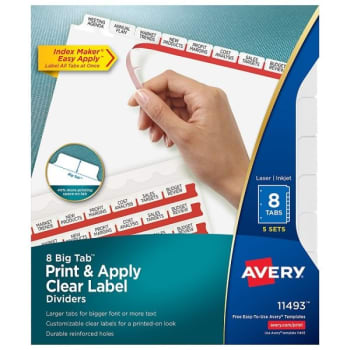 Image for Avery® Big Tab Clear Label Divider With Printable Label Strip, Package Of 5 from HD Supply