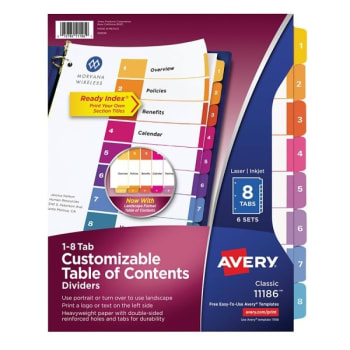 Image for Avery® Index 8-Tab White Divider, Package Of 6 from HD Supply