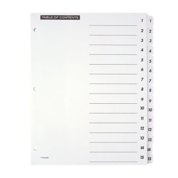 Image for Office Depot® Table Of Contents Customizable Index With Tabs from HD Supply