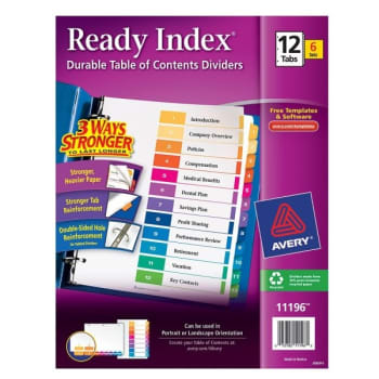 Image for Avery® 12-Tab 20% Recycled Table Of Contents Divider, Package Of 6 from HD Supply