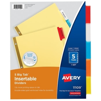 Image for Avery® Big Tab Multicolor Insertable Divider, Package Of 5 from HD Supply