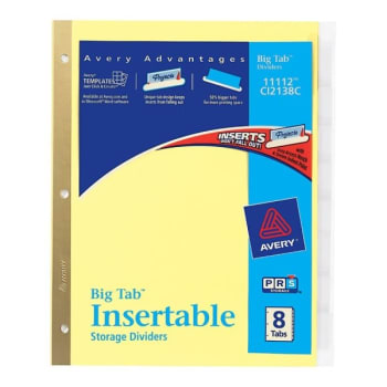 Image for Avery® Big Tab 8-Tab Clear Insertable Divider, Package Of 8 from HD Supply