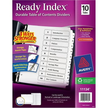 Image for Avery® White Table Of Contents Divider from HD Supply