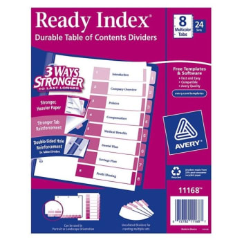 Image for Avery® Index 8-Tab Table Of Contents Divider, Package Of 24 from HD Supply