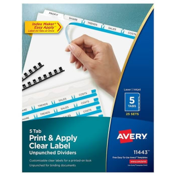Image for Avery® Index Maker 5-Tab Unpunched Divider, Package Of 25 from HD Supply