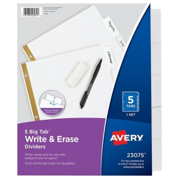Image for Avery® Big Tab Write-On Tab Divider With Erasable Laminated Tab, Package Of 5 from HD Supply