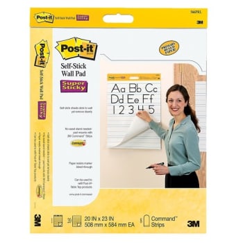 Image for Post-It® 20-Sheet White Ruled Super Sticky Wall Pad 20" X 23", Package Of 2 from HD Supply