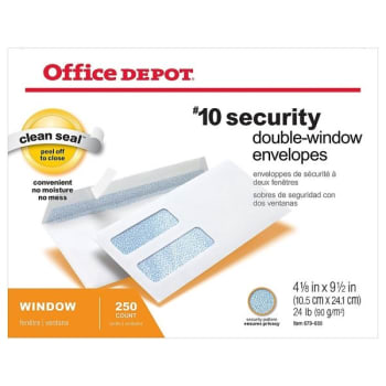 Image for Office Depot® White Double-Window Envelope 4-1/8 X 9-1/2inch, Package Of 250 from HD Supply