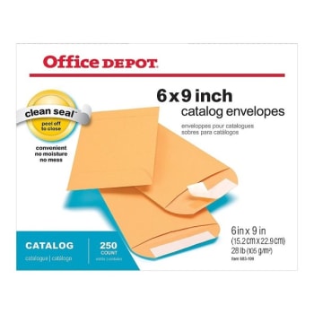 Image for Office Depot® Brown Kraft Clean Seal Catalog Envelope 6 X 9inch, Package Of 250 from HD Supply