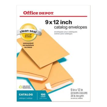 Image for Office Depot® Brown Kraft Clean Seal Catalog Envelope 9 x 12Inch, Package Of 100 from HD Supply