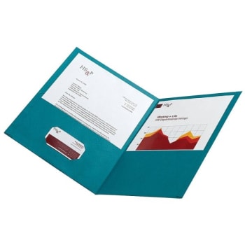 Image for Office Depot® Teal Leatherette Twin-Pocket Portfolio, Package Of 10 from HD Supply