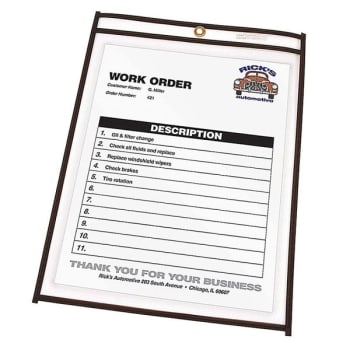C-Line® Clear Stitched Vinyl Shop Ticket Holder 8.5 X 11inch, Package Of 25