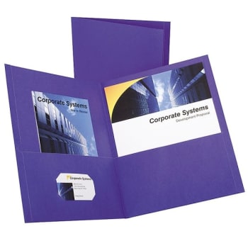 Image for Oxford™ Purple Leatherette 2-Pocket Portfolio, Package Of 10 from HD Supply