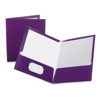 Image for Oxford™ Purple High-Gloss Laminated 2-Pocket Portfolio, Package Of 25 from HD Supply