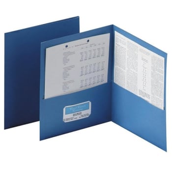 Image for Oxford™ Blue Leatherette Paper 2-Pocket Portfolio 8.5 x 11Inch, Package Of 25 from HD Supply